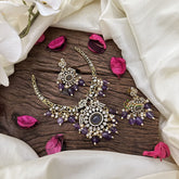 Vriksham Oval Dual Peacock Stone Victorian Hasli Choker-Purple-G16275